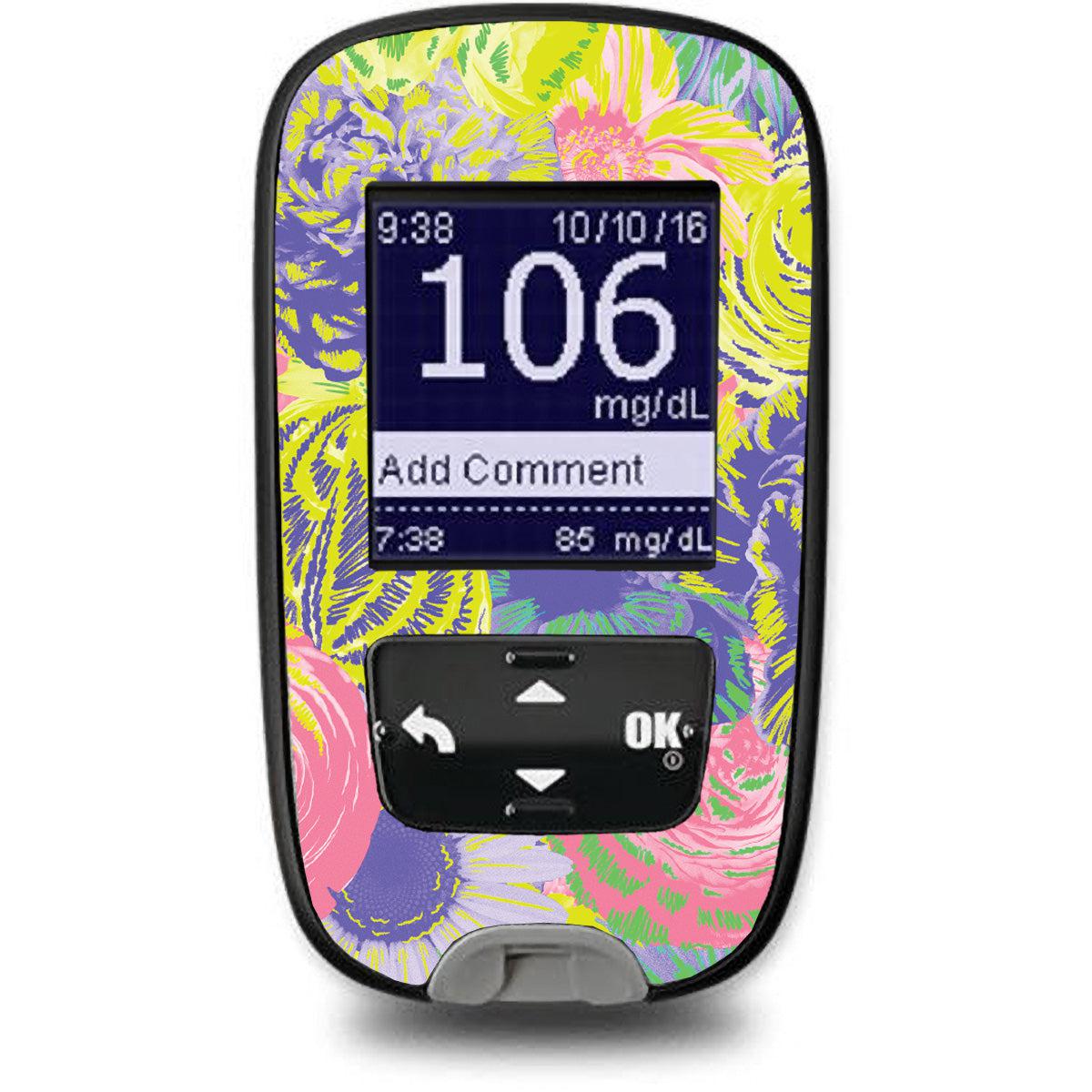 Neon Floral Sticker for the Accu-Chek Guide Glucometer