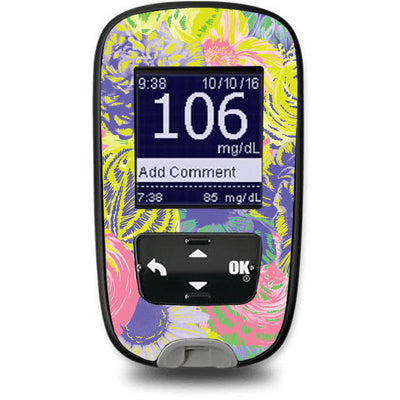 Neon Floral Sticker for the Accu-Chek Guide Glucometer
