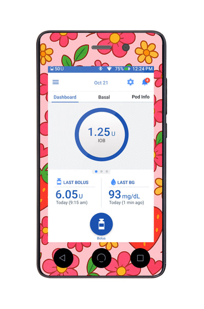 Strawberry Garden Sticker for Omnipod DASH® PDM – Pump Peelz