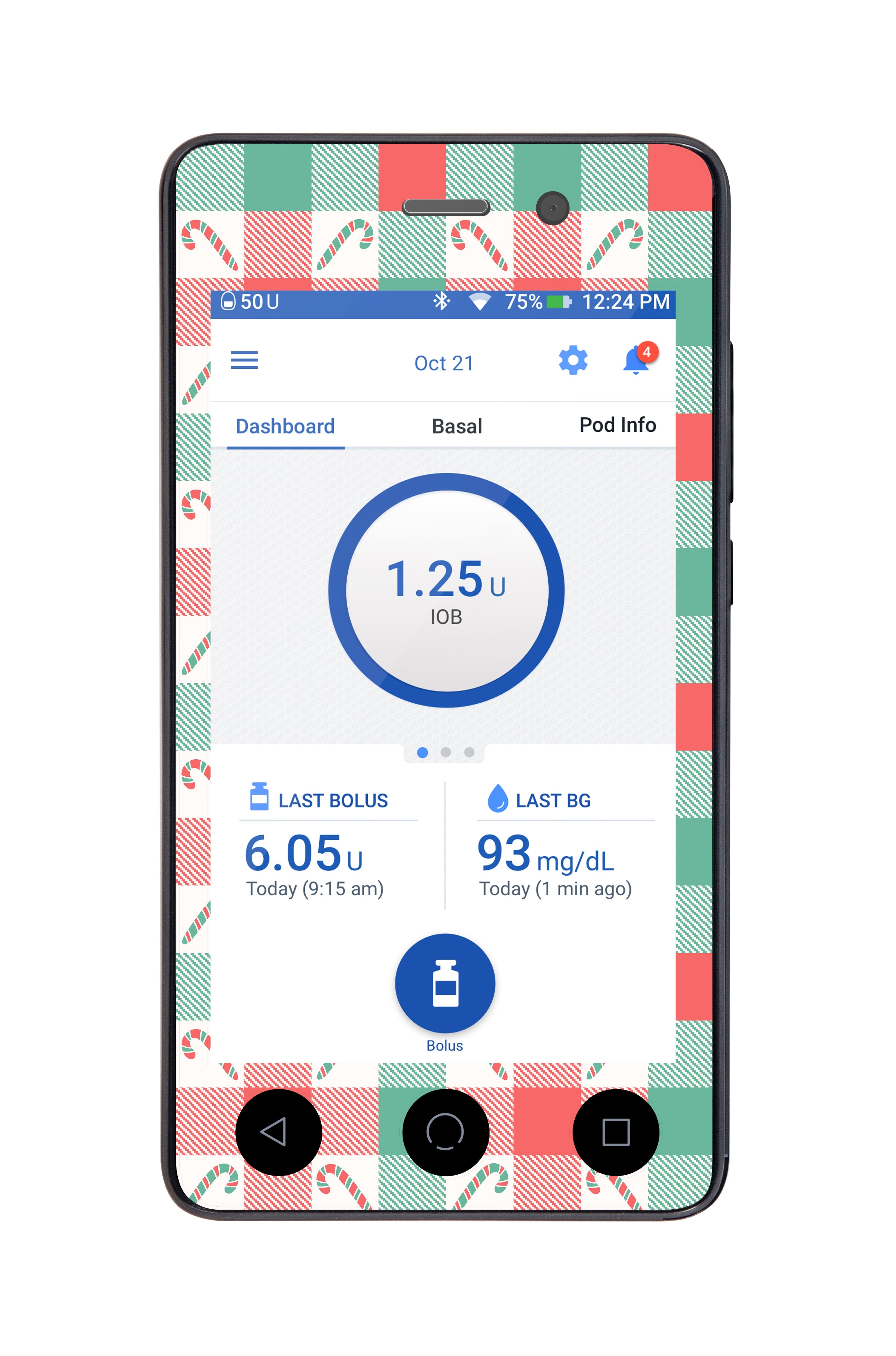 Peppermint Plaid Sticker for Omnipod DASH® PDM – Pump Peelz