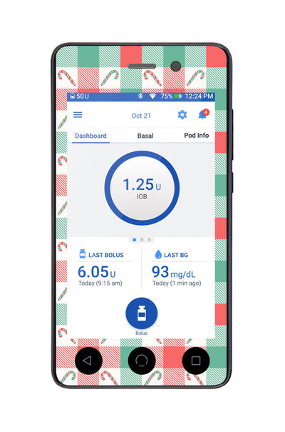 Peppermint Plaid Sticker for Omnipod DASH® PDM – Pump Peelz