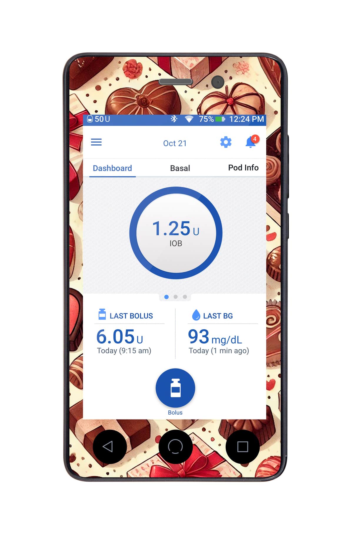 Chocolate Love Sticker for Omnipod DASH ® PDM – Pump Peelz