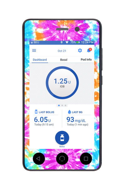 Neon Tie Dye Sticker for Omnipod DASH ® PDM – Pump Peelz