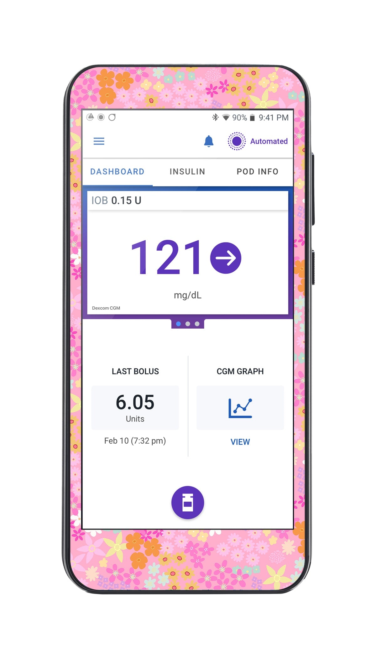 Pink Petals Sticker for Omnipod ® 5 Controller – Pump Peelz