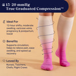 Knee-High Compression Socks - 3 Pack Solids Black/Rose/White