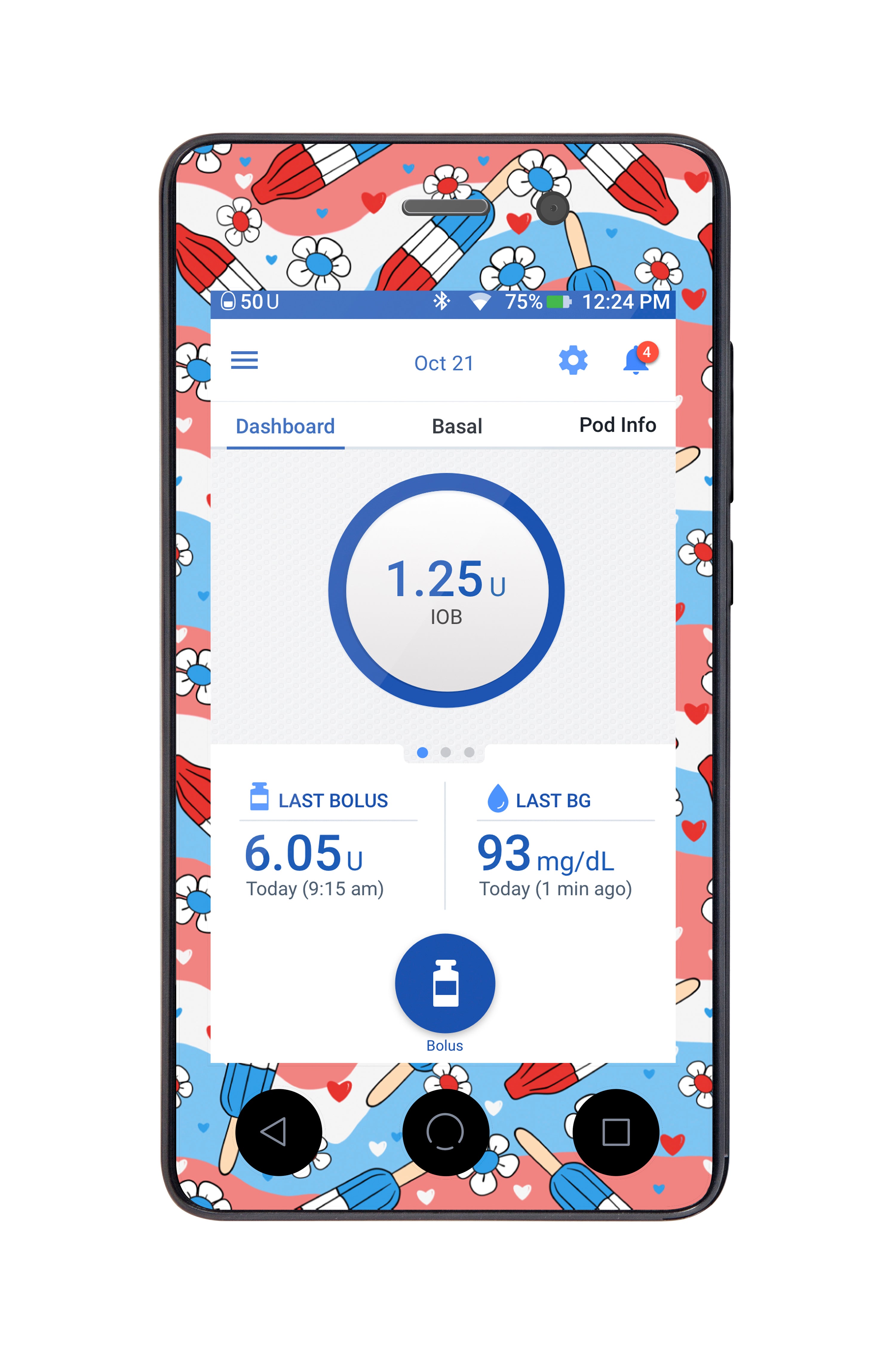 Patriotic Popsicles Sticker for Omnipod DASH® PDM – Pump Peelz