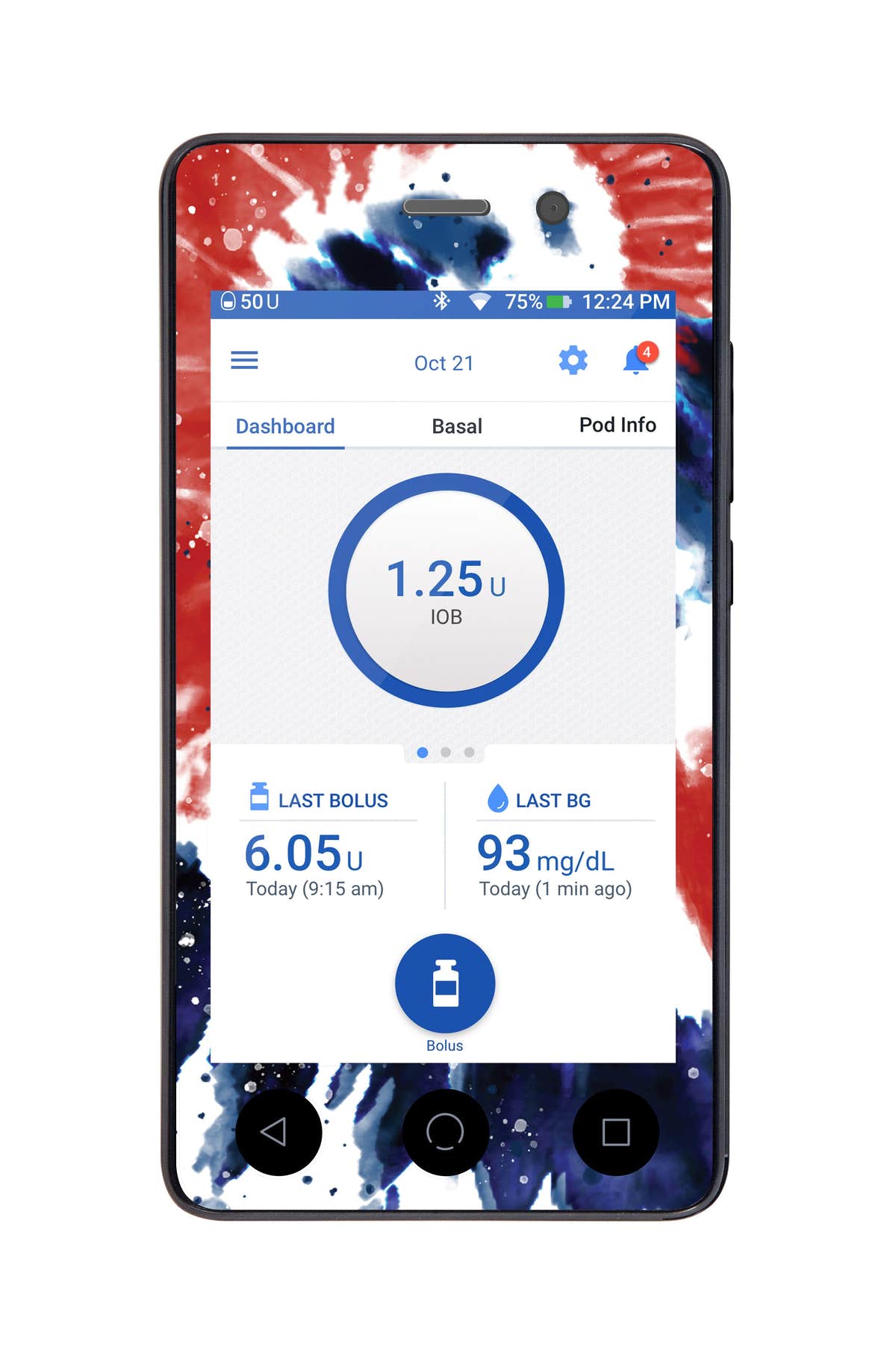 Patriotic Tie Dye Sticker for Omnipod DASH® PDM – Pump Peelz