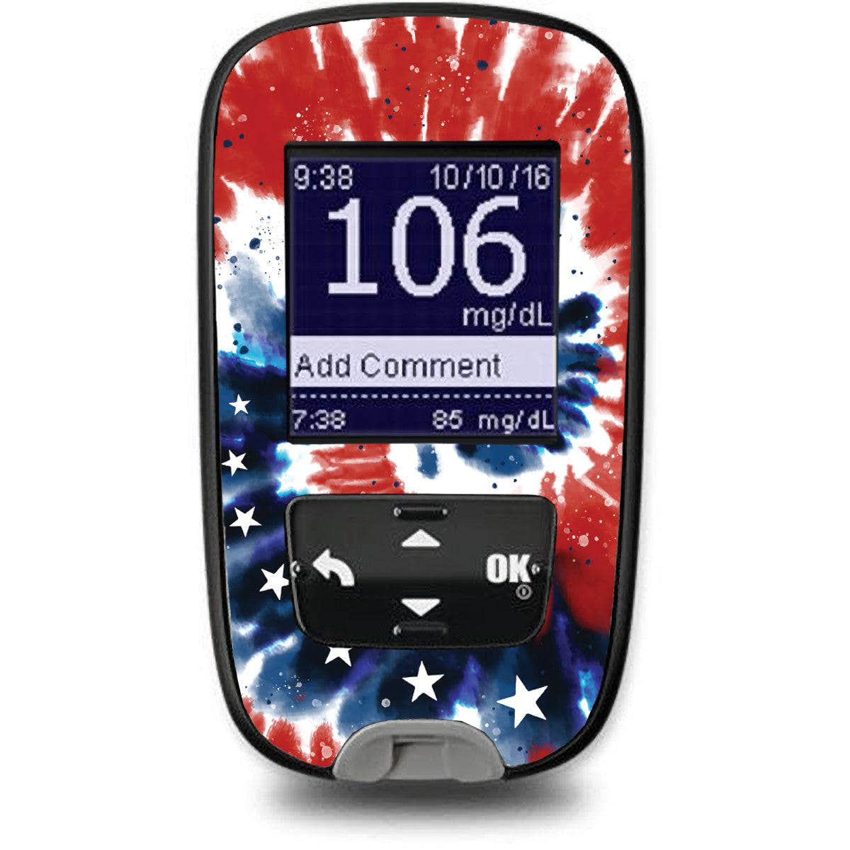 Patriotic Tie Dye Sticker for the Accu-Chek Guide Glucometer