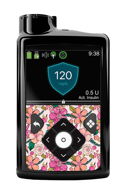 Peach Floral Sticker for Medtronic MiniMed 770G & 780G