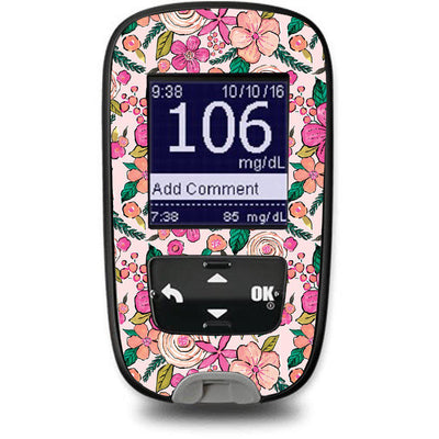 Peach Floral Sticker for the Accu-Chek Guide Glucometer