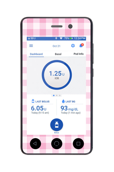 Pink Plaid Sticker for Omnipod DASH® PDM – Pump Peelz