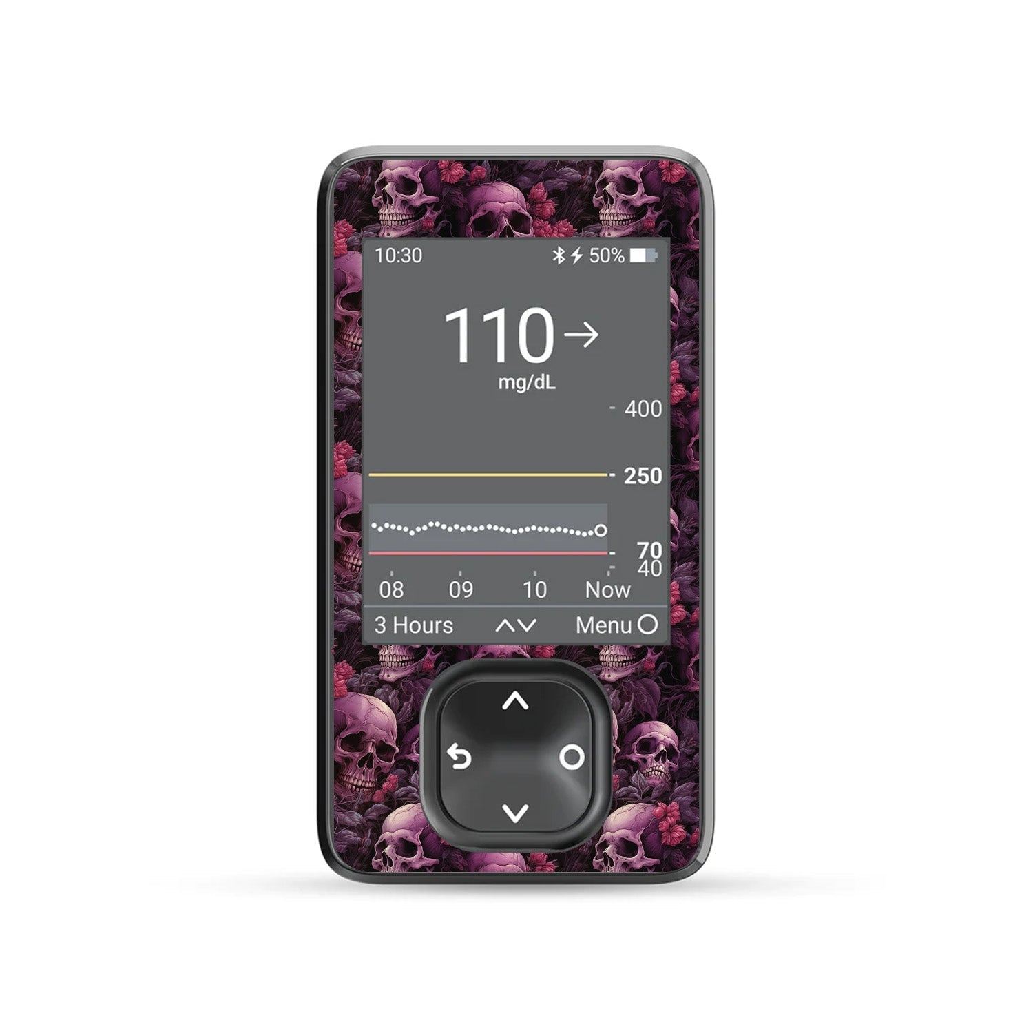 Pink Skulls DEXCOM G7 and Stelo and G6 Touchscreen Receiver Sticker