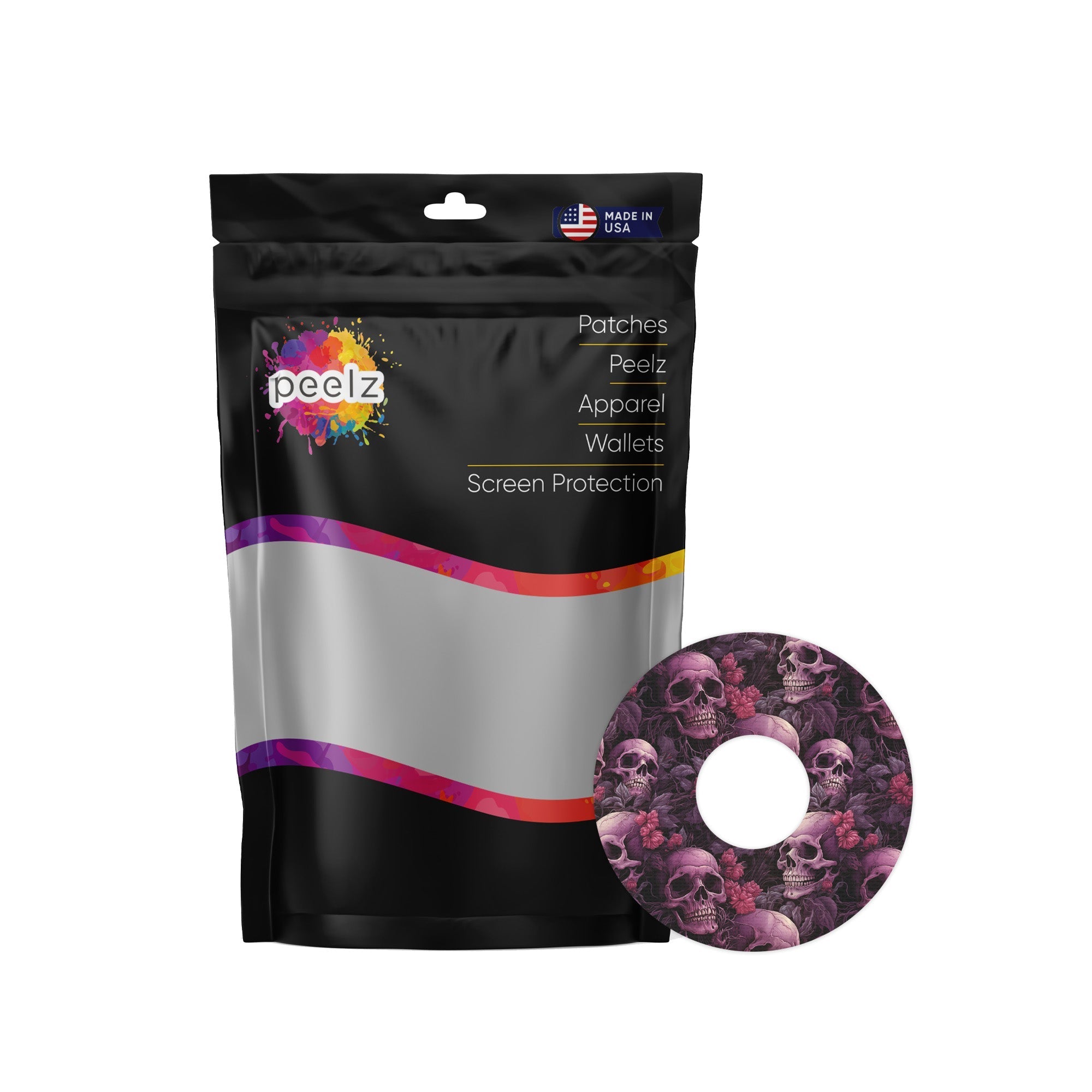 Pink Skulls Patch Tape Designed for the FreeStyle Libre 3 Plus & Lingo