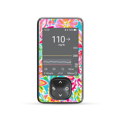 Preppy Flowers DEXCOM G7 and Stelo and G6 Touchscreen Receiver Sticker