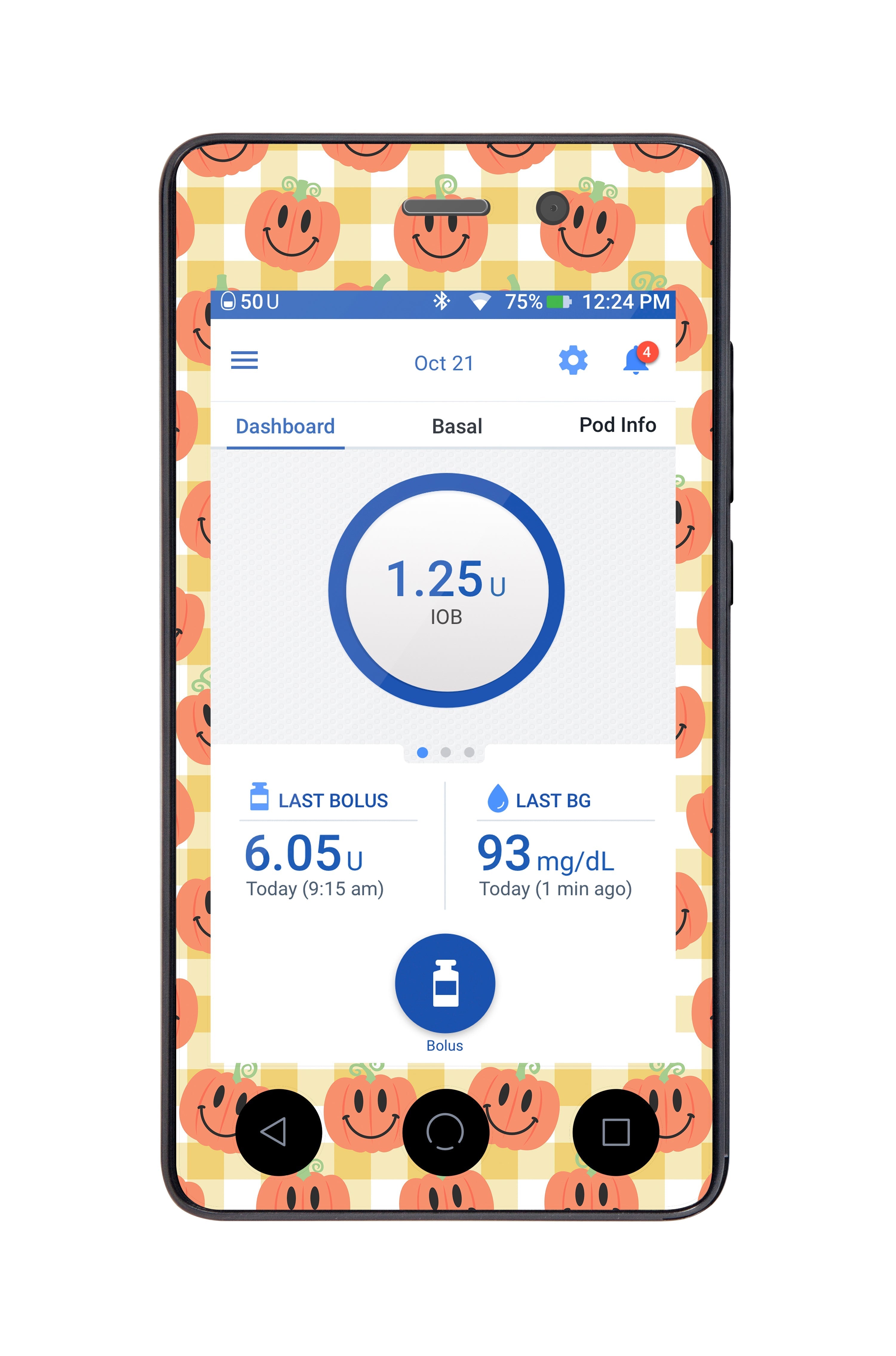 Pumpkin Smilies Sticker for Omnipod DASH® PDM – Pump Peelz