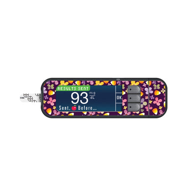 Purple Floral Sticker for Bayer Contour Next Glucometer