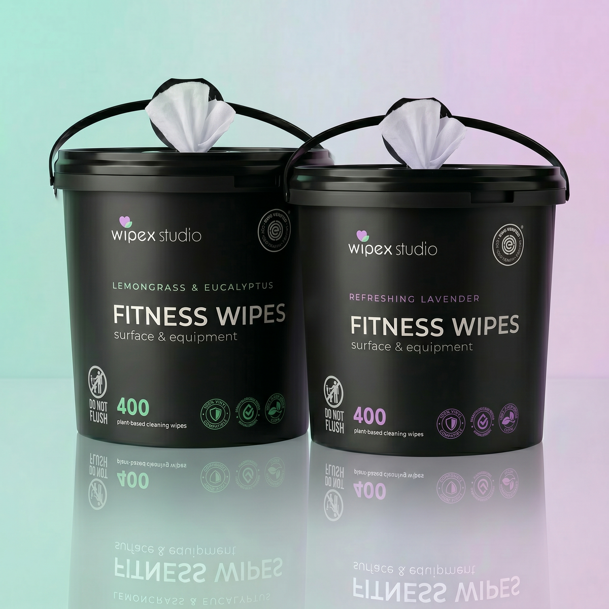 Wipex 400ct Natural Gym Wipes for Fitness Equipment | Portable Dispensing Bucket or Refill | Plant-Based