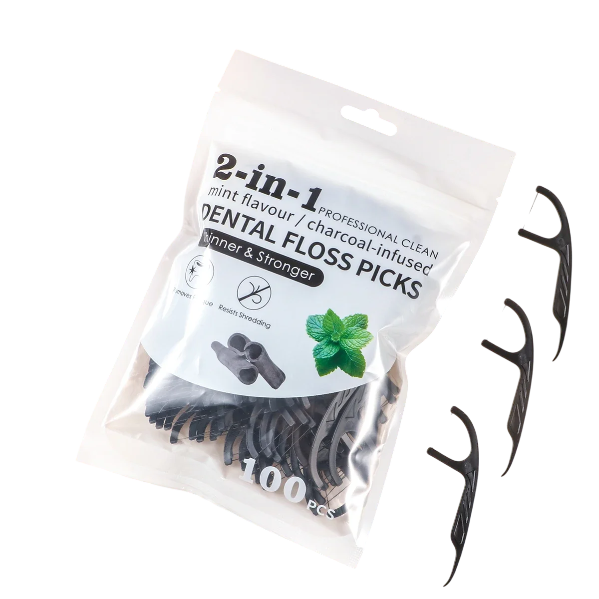 Large Mouthed Mint Bamboo Charcoal Dental Floss