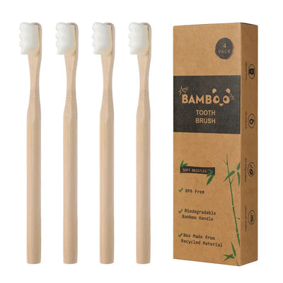 4Pcs Eco-Friendly Bamboo Soft Bristle Toothbrush Set