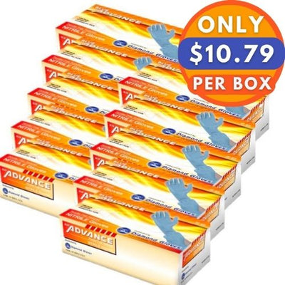 ADVANCE Blue Nitrile Gloves - Exam Grade, Powder Free (5 Mil), 1,000 Gloves - BOGO 20% OFF