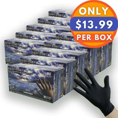 Dark Light Black Nitrile Gloves - Exam Grade, Powder Free (9 Mil), 1,000 Gloves - BOGO 20% OFF