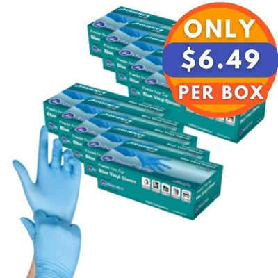 ADVANCE Blue Vinyl Gloves - Powder Free (4 Mil), 1,000 Gloves - BOGO 20% OFF