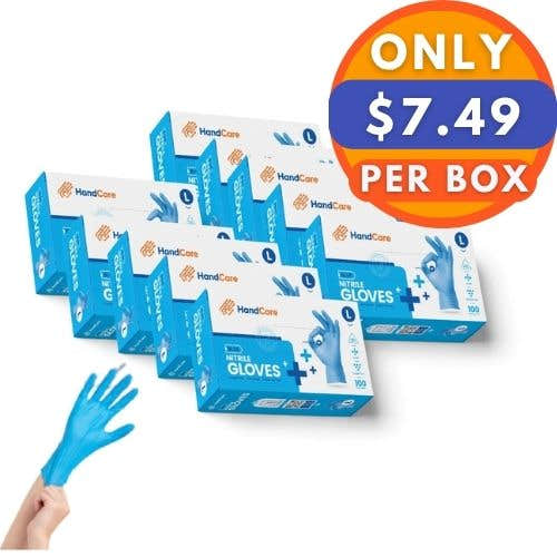 HandCare Blue Nitrile Gloves - Exam Grade, Powder Free (4 Mil), 1,000 Gloves