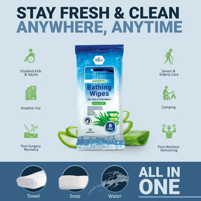 MedPride 8"x8" Bathing Wipes, 8 Counts / 12 box/ 2 box/case, 192 counts