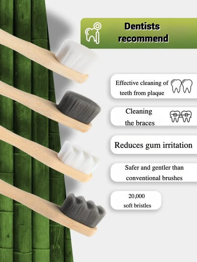 4Pcs Eco-Friendly Bamboo Soft Bristle Toothbrush Set