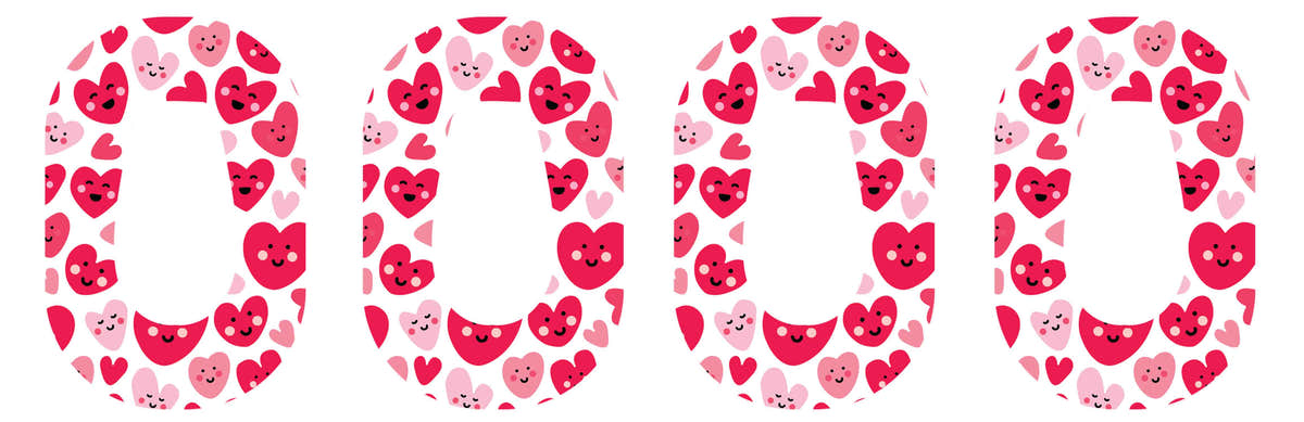 Smiley Hearts Dexcom G6 Patch Tape - Pump Peelz