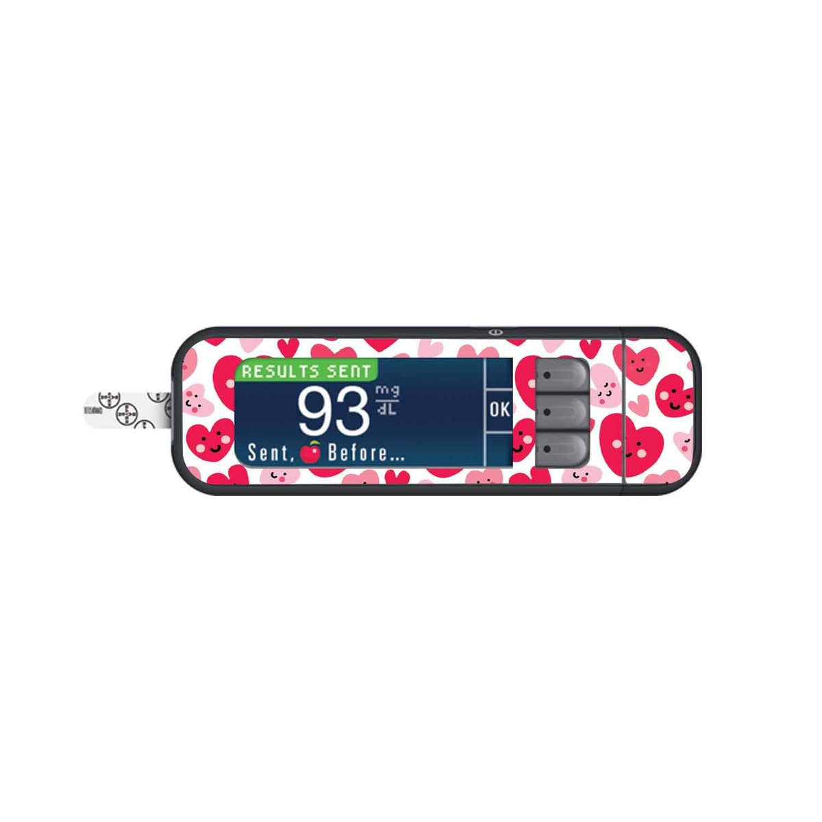 Smiley Hearts Sticker for Bayer Contour Next Glucometer