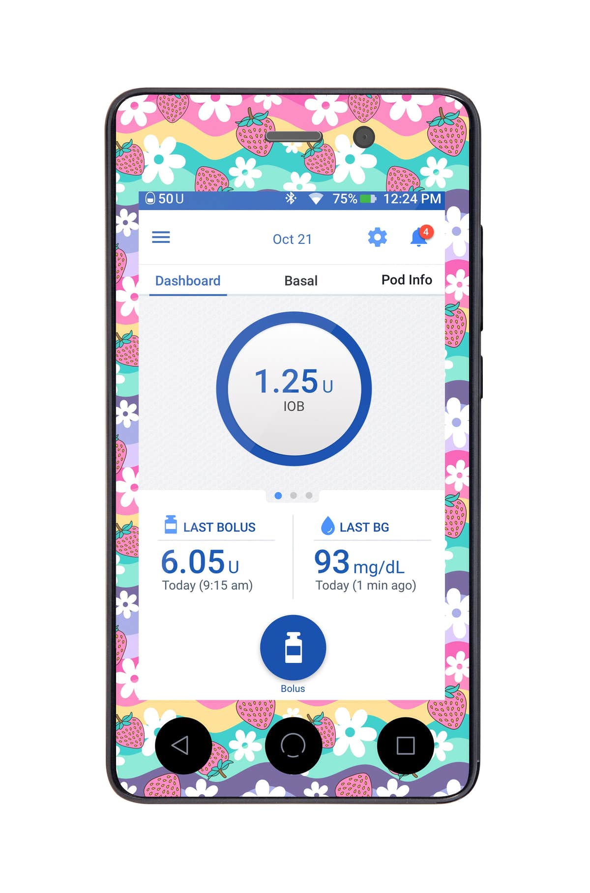 Strawberry Swing Sticker for Omnipod DASH® PDM – Pump Peelz