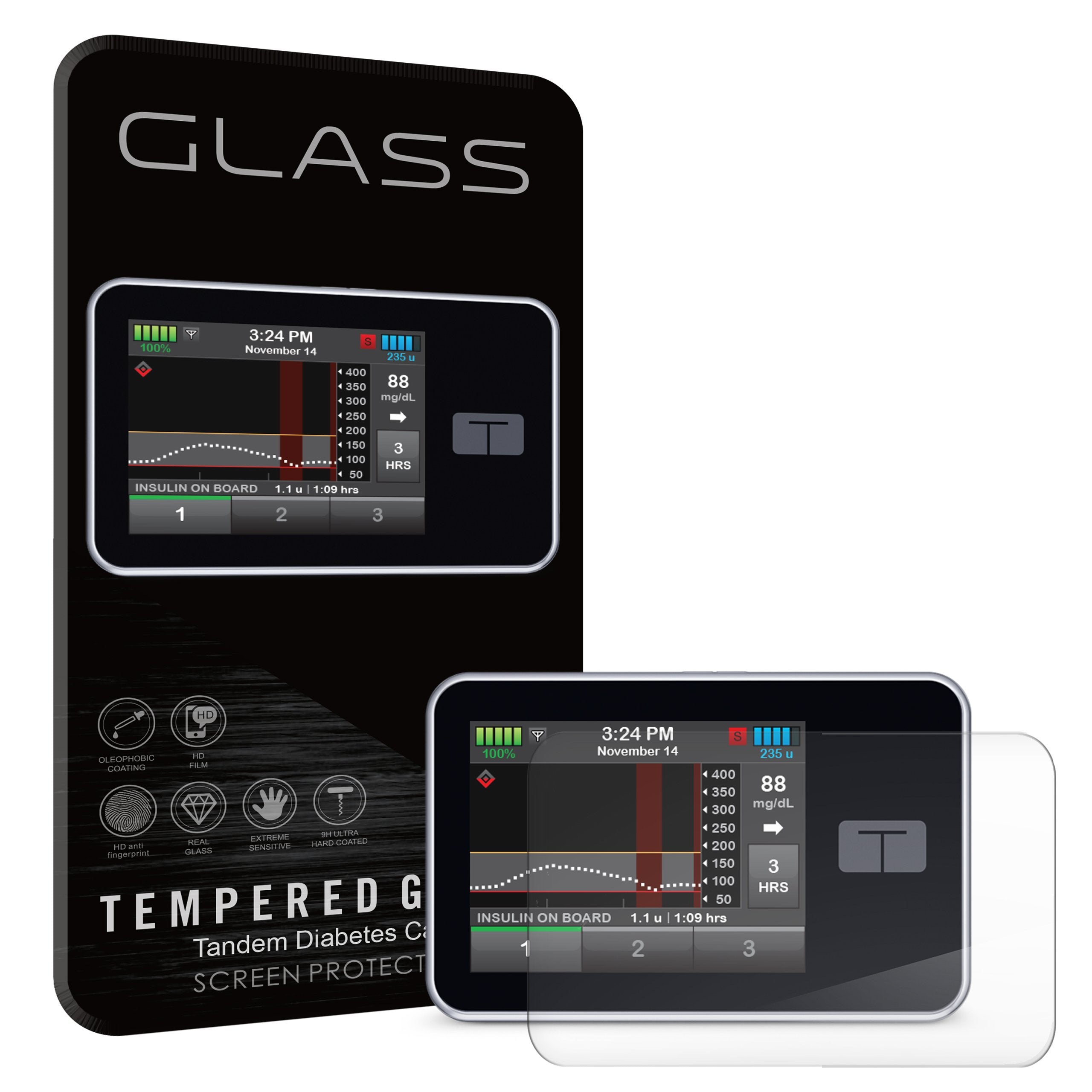 Tempered Glass Screen Protector for Tandem t:slim ® Diabetes Care