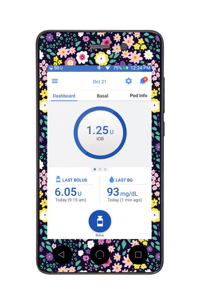 Tiny Flowers Sticker for Omnipod DASH® PDM – Pump Peelz
