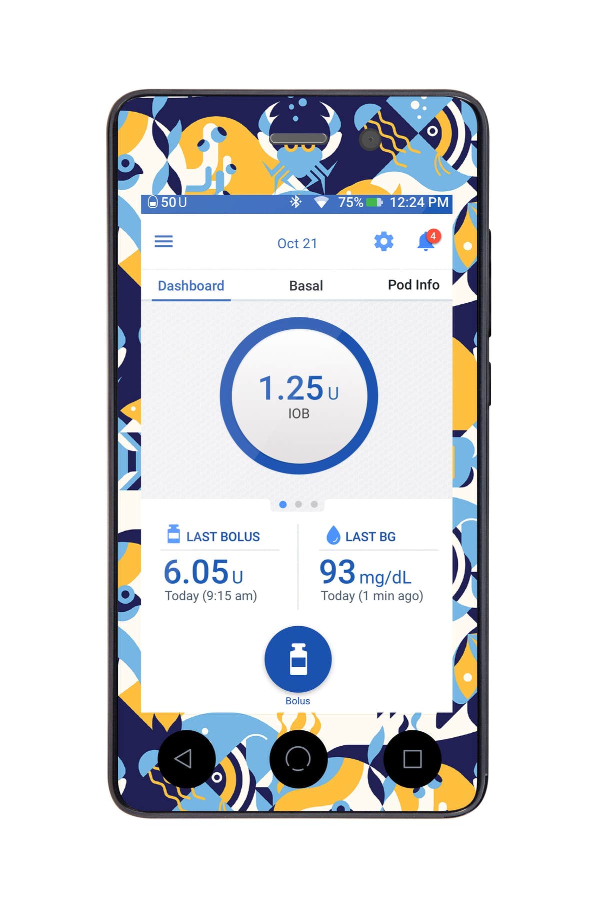 Underwater Abstract Sticker for Omnipod DASH® PDM – Pump Peelz