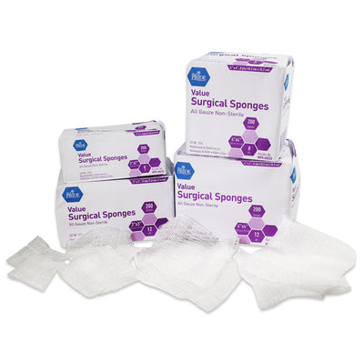 MedPride Value Gauze Surgical Sponges – Non-Sterile - 2x2 - 8 Ply - 200/box, Case of 25 (5000 Count)