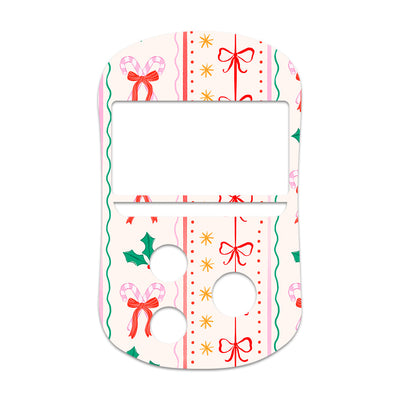 Holly Jolly Ribbon OneTouch Verio Flex Glucometer Sticker - Pump Peelz