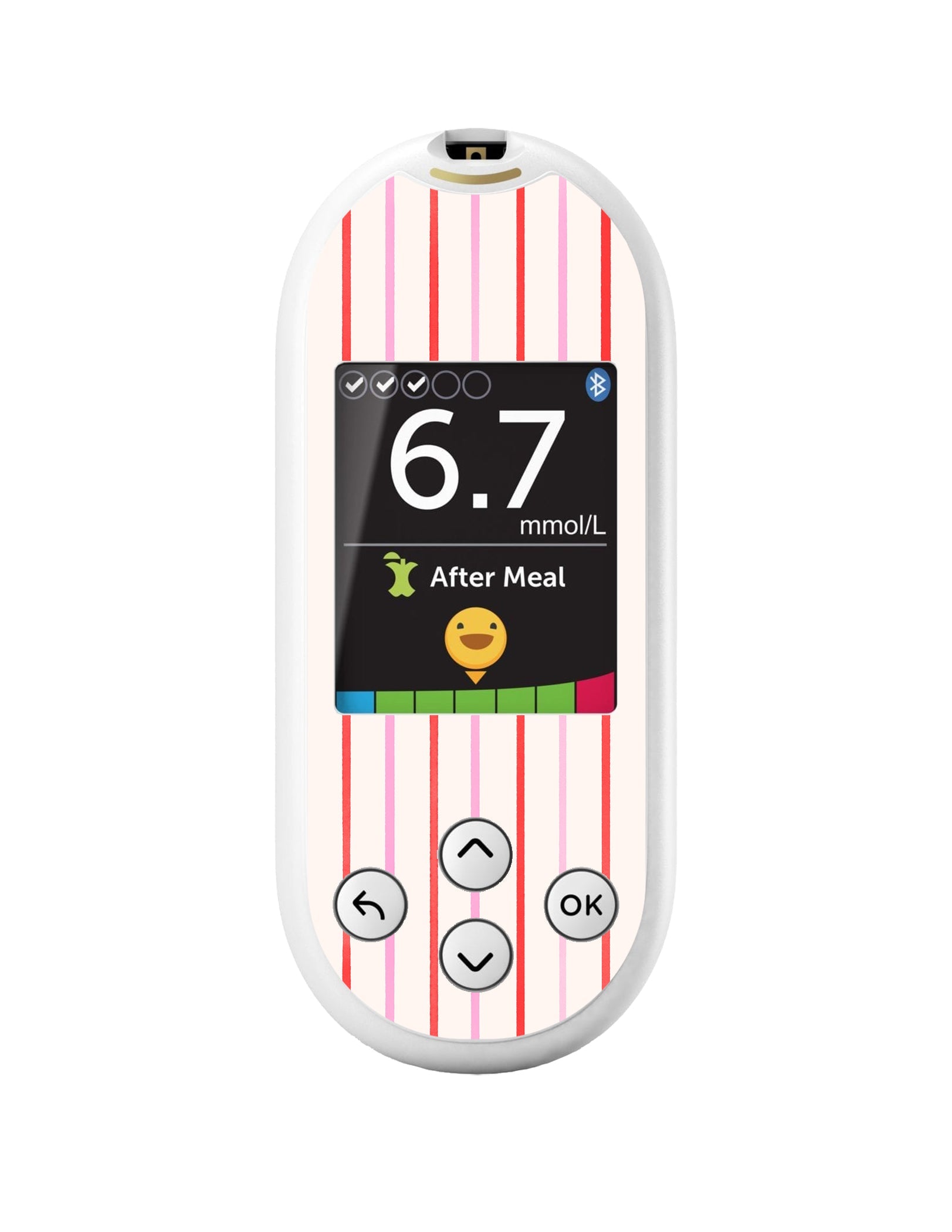 Peppermint Stripes OneTouch Verio Reflect Glucometer - Pump Peelz