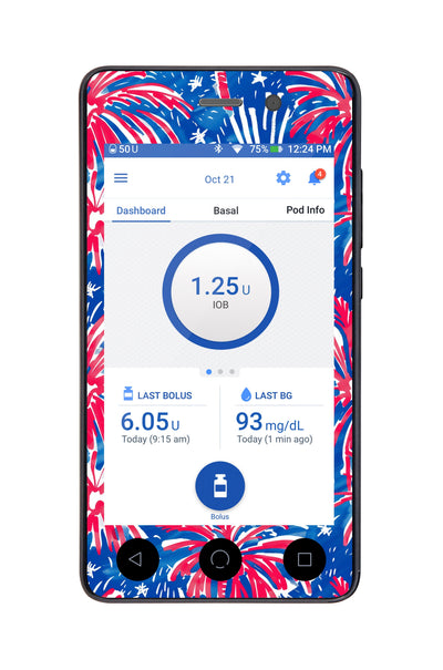 Watercolor Fireworks Sticker for Omnipod DASH® PDM – Pump Peelz