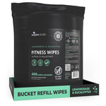 Wipex 400ct Natural Gym Wipes for Fitness Equipment | Portable Dispensing Bucket or Refill | Plant-Based
