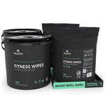 Wipex Natural Gym Wipes Starter Bundle | Dispenser Bucket with Refill | Plant-Based Wipes for Fitness Equipment