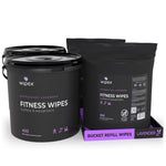 Wipex Natural Gym Wipes Starter Bundle | Dispenser Bucket with Refill | Plant-Based Wipes for Fitness Equipment