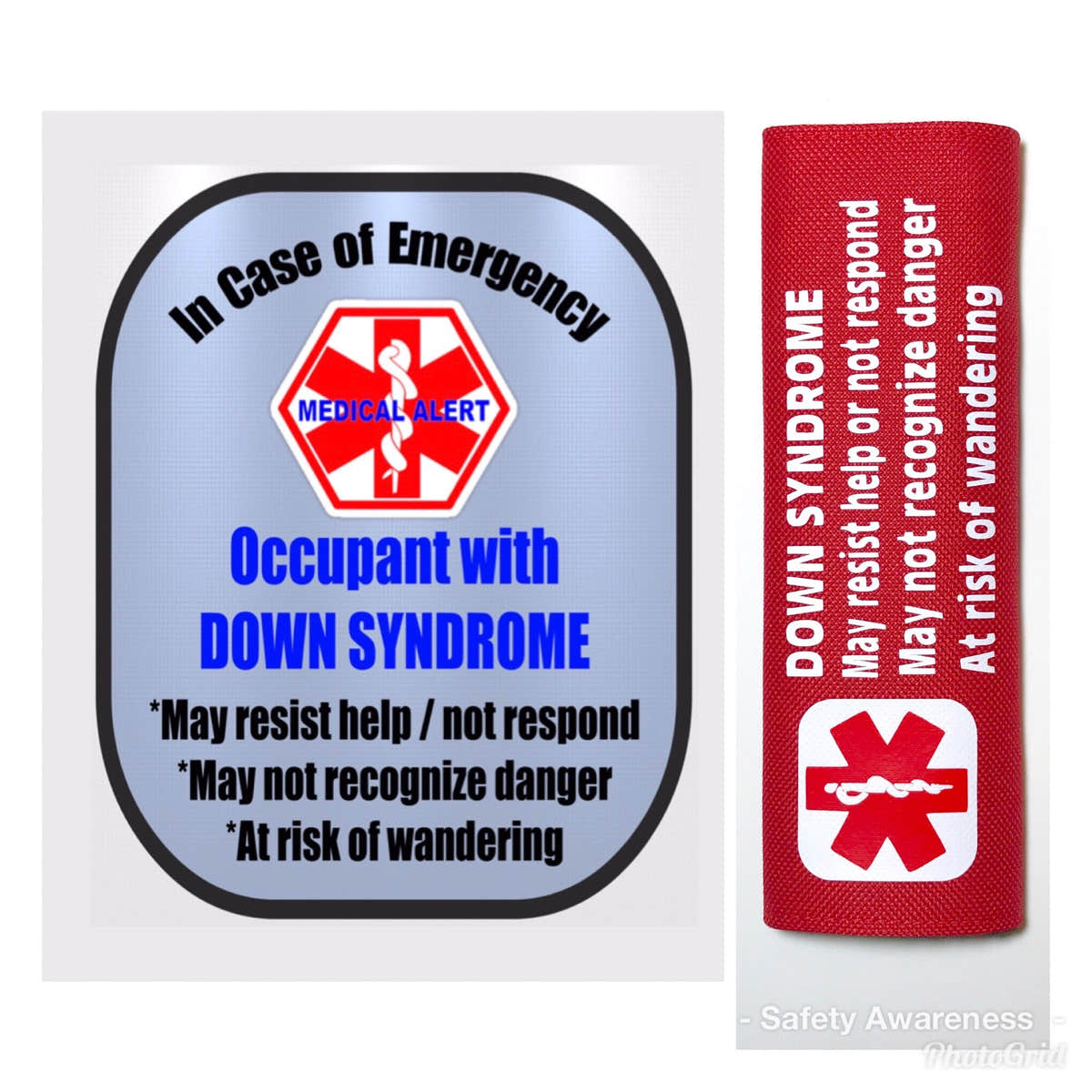 Down Syndrome Backpack Strap - Car Seat Strap Cover - Window Decal Set
