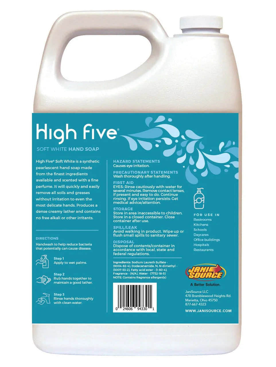 HighFive Soft White Premium Lotion Hand Soap, 1 Gallon