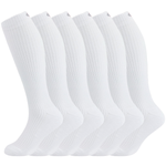 6 PAIR PACK: 8-15mmHg Cotton Compression Socks 6 Pairs Knee High for Sports Travel Nurse