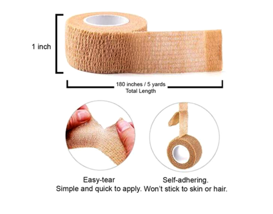 Self-Adhesive Brown Elastic Bandage (1 in x 5 yds) - Small (576pcs)