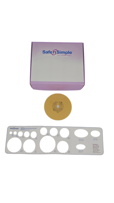 Safe N Simple 2-Piece Round Wafer Standard Wear Solid Hydrocolloid 57mm 2 1/4" Flange Cut to Fit (80 Count)