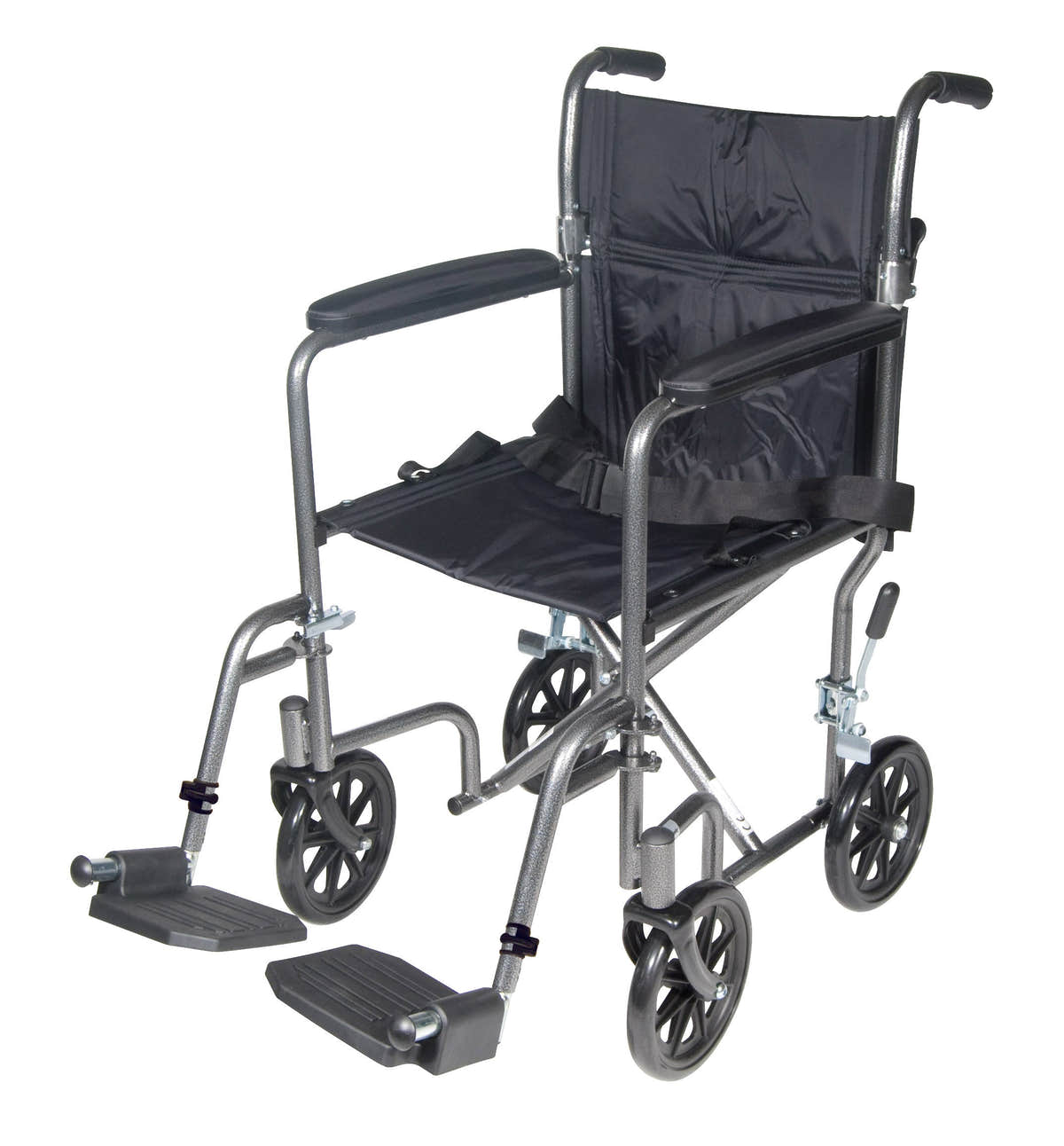 Steel Transport Wheelchair, Fixed Full Arms, 17" Seat
