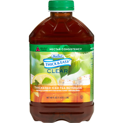 Thick & Easy Clear Nectar Consistency Thickened Beverage, Iced Tea, 46 oz. Bottle -Case of 6