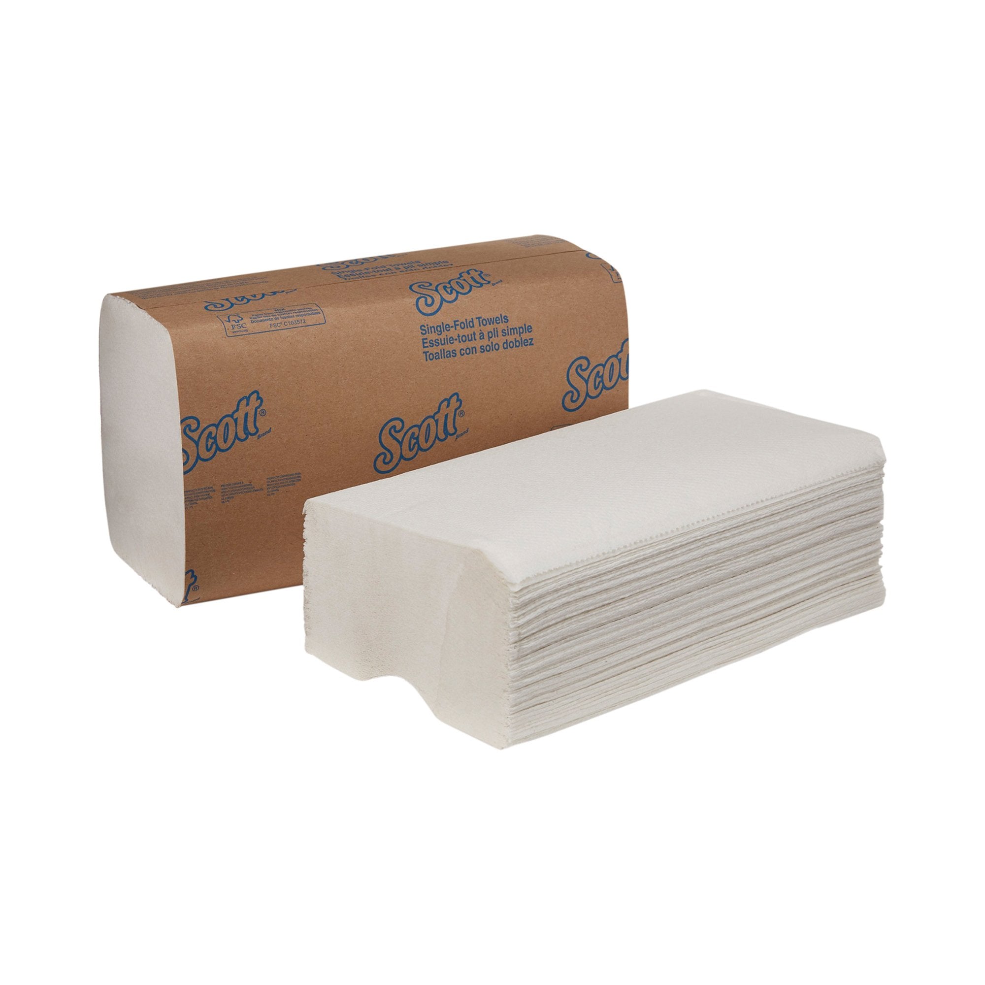 Scott Single-Fold Paper Towels, 9.3" x 10.5" -Case of 16